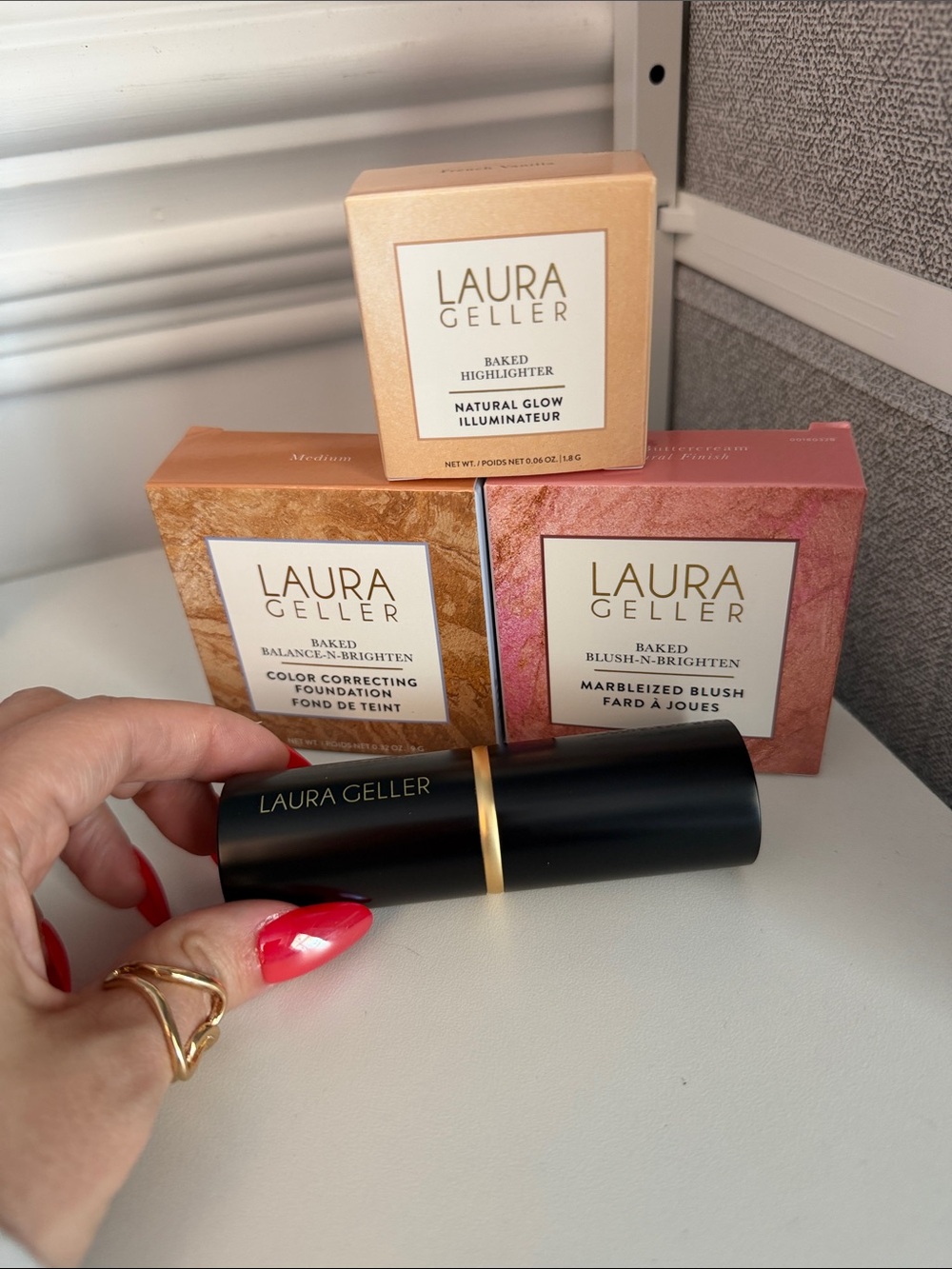 Laura Geller Highlighter & Marbleized Blush Duo - Gold and Pink